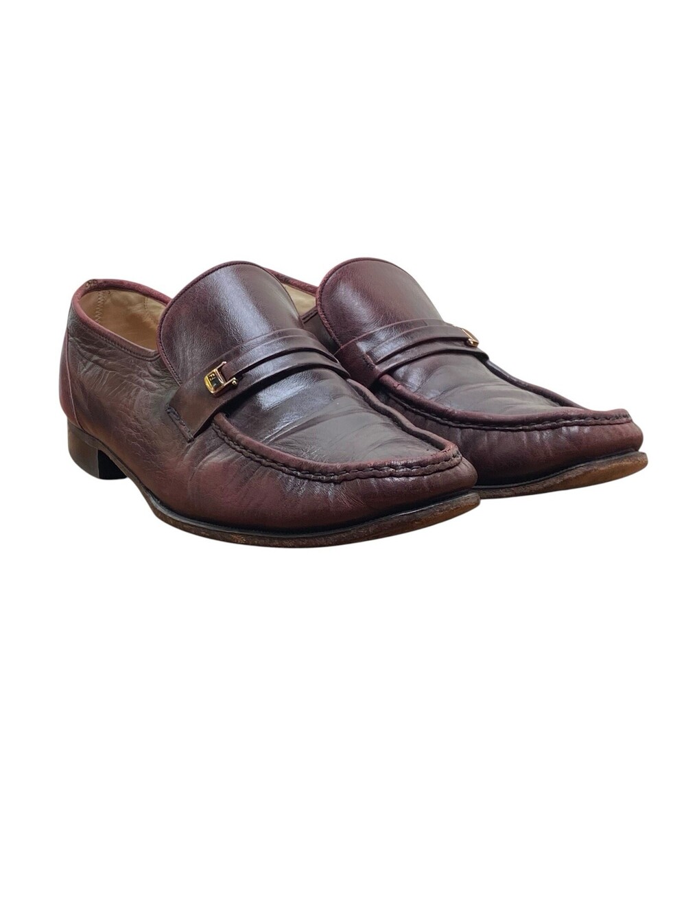 Florsheim 357140 Mens 11D Burgundy Leather Horsebit Bit Loafers Dress Shoes